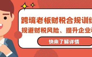 (9838期)跨境老板-财税合规训练营，规避财税风险、提升企业利润