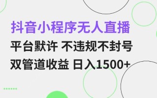 抖音小程序无人直播 平台默许 不违规不封号 双管道收益 日入多张 小白也能轻松操作【仅揭秘】