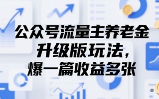 公众号流量主养老金升级版玩法，爆一篇收益多张