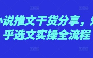 小说推文干货分享，知乎选文实操全流程