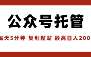【公众号托管 】我提供文章，你领取发布，每天10分钟，最高躺赚1W