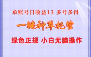 一键种草托管 单账号日收益13元 10个账号一天130 绿色稳定 可无限推广