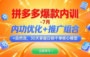 拼多多爆款内训-7月 内功优化+推广组合+自然流 30天掌握日销千单核心模型
