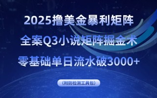 2025撸美金暴利矩阵，全案小说矩阵掘金术，零基础单日流水破3000+