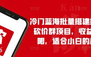 冷门蓝海批量搭建拼多多砍价群项目，收益无上限，适合小白的风口【揭秘】