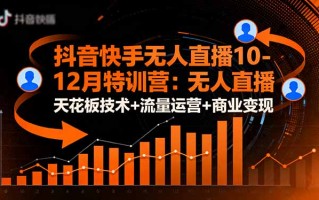 抖音快手无人直播10-12月特训营：无人直播天花板技术+流量运营+商业变现