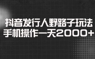 抖音发行人野路子玩法，手机操作一天2000+