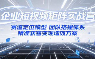 企业短视频矩阵实战营：赛道定位模型+团队搭建体系+精准获客变现增效方案
