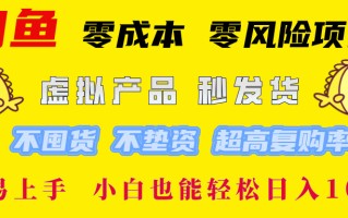 闲鱼 零成本 零风险项目 虚拟产品秒发货 不囤货 不垫资 超高复购率 简…