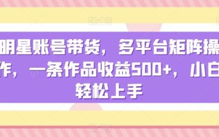 明星账号带货，多平台矩阵操作，一条作品收益500+，小白轻松上手【揭秘】