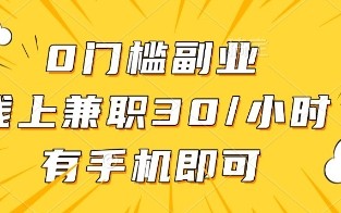 0门槛副业，线上兼职30一小时，有手机即可【揭秘】