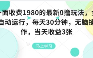外面收费1980的最新0撸玩法，全自动挂G，每天30分钟，无脑操作，当天收益3张【揭秘】