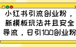 小红书引流创业粉，新模板玩法并且安全导流，日引100创业粉
