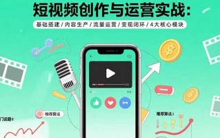 短视频创作与运营实战：基础搭建/内容生产/流量运营/变现闭环/4大核心模块