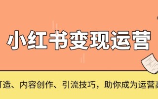 小红书变现运营，IP打造、内容创作、引流技巧，助你成为运营高手