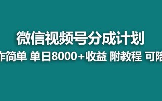 【蓝海项目】视频号分成计划最新玩法，单天收益8000+，附玩法教程，24年…