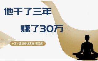 十万个富翁修炼宝典之2.他干了3年，赚了30万