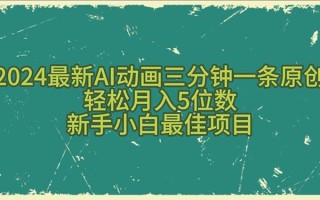 2024最新AI动画三分钟一条原创，轻松月入5位数，新手小白最佳项目