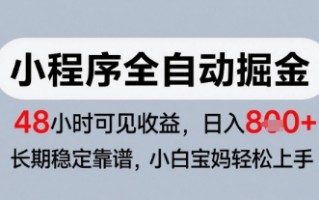 微信小程序全自动掘金，快速见收益，长期稳定靠谱，零基础友好，日入8张【揭秘】