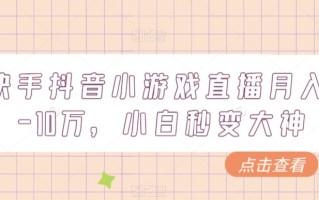 快手抖音小游戏直播月入5-10万，小白秒变大神