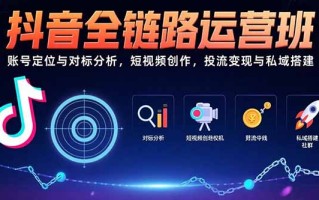 抖音全链路运营班：账号定位与对标分析，短视频创作，投流变现与私域搭建