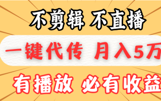 不剪辑不直播，一键代发，月入5万懒人必备，我出视频你来发