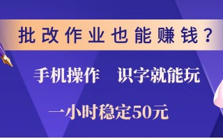 批改作业也能赚钱？0门槛手机项目，识字就能玩！一小时稳定50元！