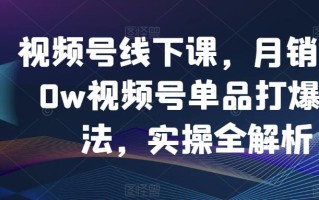 视频号线下课，月销3000w视频号单品打爆玩法，实操全解析