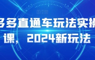 多多直通车玩法实操课，2024新玩法