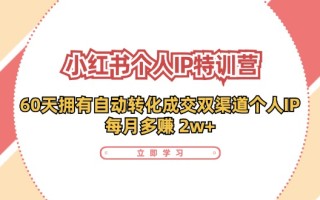 小红书·个人IP特训营：60天拥有 自动转化成交双渠道个人IP，每月多赚 2w+