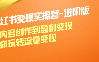 小红书变现实操营进阶版：从内容创作到盈利变现，带你玩转流量变现