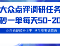 大众点评调研任务，2秒一单 每天50-200,学生党宝妈首选