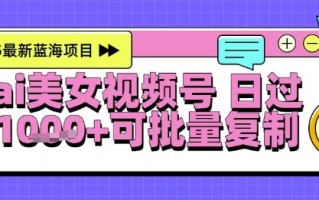 视频号AI美女跳舞暴力起号玩法，日入1k+，全程软件操作，小白也能玩的项目