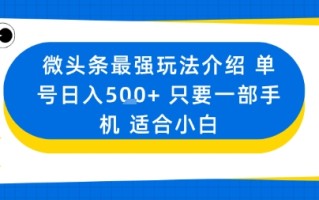 微头条最强玩法介绍一个号日入5张+只要一部手机适合小白
