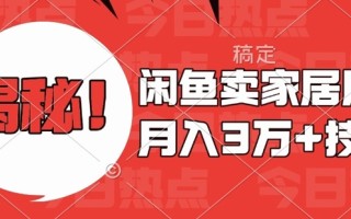 闲鱼卖家居用品月入过W+最新技巧闲鱼最新零基础教学，新手当天上手【揭秘】