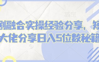 短剧融合实操经验分享，短剧大佬分享日入5位数秘籍
