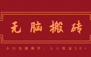 零成本零门槛无脑搬砖项目，新手也能日收益50+，可批量操作赚更多