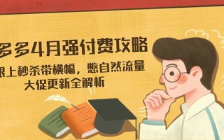 拼多多4月强付费攻略，无限上秒杀带横幅，憋自然流量，大促更新全解析