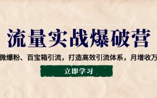 流量实战爆破营：企微爆粉、百宝箱引流，打造高效引流体系，月增收万元