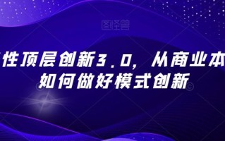 战略性顶层创新3.0，从商业本质看如何做好模式创新