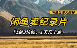 闲鱼卖纪录片1单3块钱，1天几十单，项目稳定有潜力