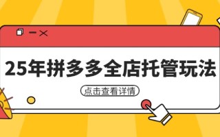 25年拼多多全店托管玩法，矩阵动销裂变玩法如何低风险盈利 新手运营秘籍