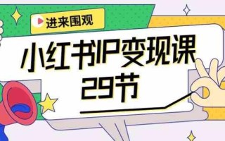 小红书IP变现课：开店/定位/IP变现/直播带货/爆款打造/涨价秘诀/等等/29节