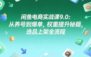 闲鱼电商实战课9.0：从养号到爆单，权重提升秘籍，选品上架全流程