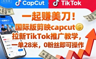 一起賺美刀！国际版剪映capcut拉新TikTok推广教学，一单28米，0粉丝即可操作(附推广入口和教学)