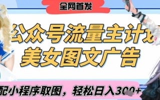 2025最新公众号美女图文流量主计划，搭配小程序取图轻松日入3张+(全网首发)