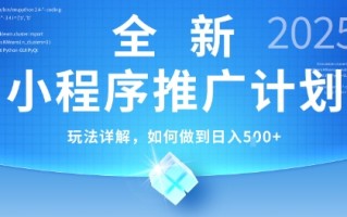 2025年最新小程序推广计划，简单操作，独家技术，日均5张+【揭秘】