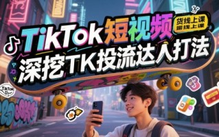 TikTok短视频带货线上课，深挖TK投流达人打法
