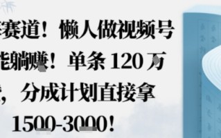 蓝海赛道，懒人做视频号也能躺挣，单条120W赞，分成计划直接拿1.5k，不用拍不用剪