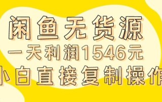 外面收2980的闲鱼无货源玩法实操一天利润1546元0成本入场含全套流程【揭秘】